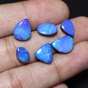 Natural Australian Opal Doublet Cabochon Multi <b>Fire</b> Loose Gemstone 8x6mm to 12x8mm 15 Carat Lot Jewelry Making - Product Image 2