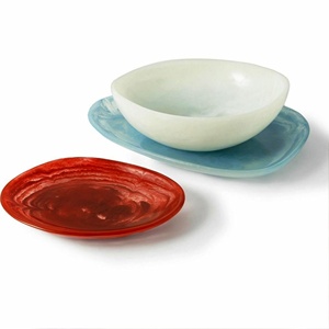 Bol de service en résine décoratif de style antique moderne, fabriqué à la main, poli, d'origine indienne, écologique, compatible lave-vaisselle - Product Image 6