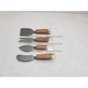 ชุดมีดสเตนเลสขัดเงา4ชิ้นพร้อมดีไซน์ดีไซน์หรูหราด้ามจับธรรมชาติโบราณสวยงาม2024 - Product Image 3