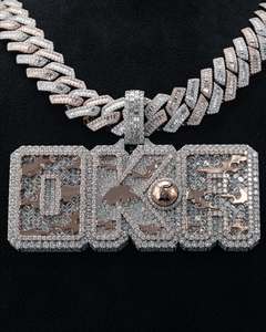 Collar con Nombre Personalizado de Circonita, Estilo Hip Hop, Brillante, con Colgante de Baguette Personalizado y Cadena - Product Image 1