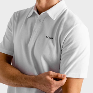 Vente en gros de chemises pour hommes en coton 100% tricoté, respirantes, à manches courtes, pour l'été, couleur blanche, logo personnalisé - Product Image 4