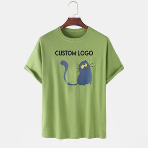 Camisetas de algodón 100% de alta calidad para hombre, estilo juvenil fresco, 220 gramos, venta al por mayor, camisetas lisas en blanco con impresión Digital personalizada - Product Image 1