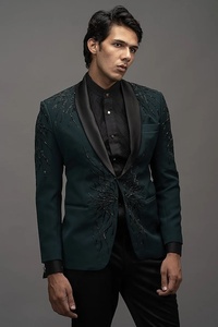 Esmoquin bordado de diseñador verde oliva, traje de boda Vintage para padrinos de boda, trajes completos, traje de esmoquin Formal para graduación - Product Image 5