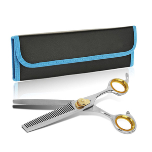 Ciseaux de coiffure ergonomiques droits en acier inoxydable pour barbiers, pour droitiers, tranchants, avec poignées antidérapantes et design léger - Product Image 2