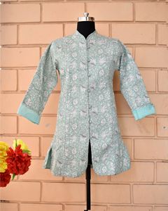 100% Cotton Indian Jacket Woman Stylish Indian Floral <b>Quilted</b> Jacket Hand Block Printed Cotton <b>Quilted</b> Jacket Reversible - Product Image 5