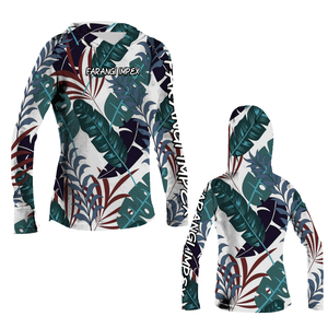 Vente en gros UPF 50 + séchage rapide anti-UV 100% polyester dames T-Shirt à manches longues à capuche pour la course à pied pêche Protection solaire - Product Image 1