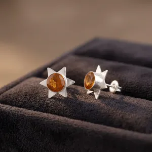 Nouveauté 2026 : Boucles d'oreilles en citrine jaune de créateur, bijoux en argent sterling 925 pour femmes et filles - Product Image 1