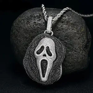 Collier en forme de tête de mort pour hommes, pendentif en or certifié Hip Hop, chaîne de 24 pouces, en diamant, pour votre mari