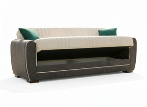 Canapé-lit convertible écologique, cadre en bois massif, rangement, mécanisme clic-clac, style européen, revêtement en tissu, extensible - Product Image 3