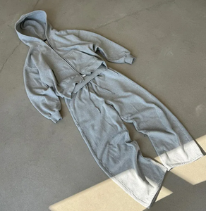 Ensemble de survêtement de jogging pour homme, qualité supérieure, avec sweat à capuche zippé et pantalon évasé, personnalisable, uni - Product Image 2