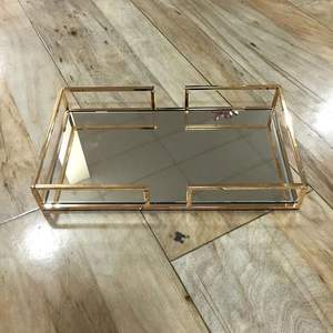 Bandeja Decorativa Rectangular de Metal Dorado con Espejo, Organizador de Joyas, Plato para Almacenamiento de Cosméticos, Centro de Mesa para Bodas, Bandeja para Servir - Product Image 5