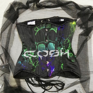 Corset sous-poitrine à imprimé crâne avec fermeture à boucle avant - Product Image 4