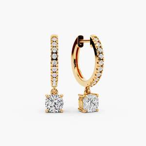 Pendientes de Aro con Diamantes Cultivados en Laboratorio, Corte Asscher de 1.2ct, Plata Chapada en Oro, Certificados por IGI - Product Image 6