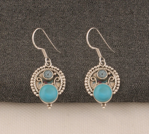 Pendientes de Topacio azul turquesa de alta calidad, Plata de Ley 925, fábrica de piedras preciosas hechas a mano, regalo de joyería al por mayor - Product Image 1