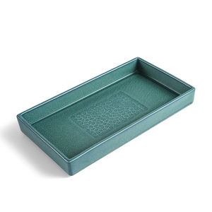 Platos rectangulares de cerámica de porcelana nórdica Retro verde azul-verde vajilla Vintage Assiette Para Restaurantes - Product Image 3