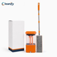Serpillère à pression 5 couleurs avec seau de lavage et d'essorage, manche en acier inoxydable 130 cm, tête de serpillère plate en microfibre, vente en gros personnalisée