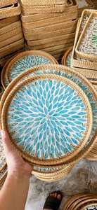 Bandeja de Ratán con Incrustaciones de Nácar, Hecha a Mano en Vietnam por 99 Gold Data - Ms Violet - Product Image 2