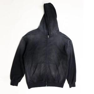 Sudadera con Capucha Personalizada con Cierre, Estilo Desgastado y Decolorado, Sudadera con Capucha Extra Grande para Hombre, Estilo Urbano, Lavado Ácido, Sudadera con Capucha Desgastada para Hombre - Product Image 5