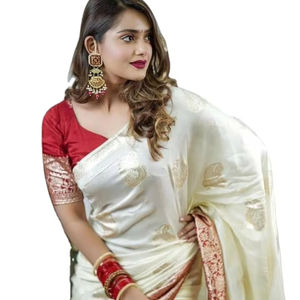 Sari de Seda Viscosa Suave Superior con Pieza de Blusa Sin Coser, Ropa India Modal Premium, Traje para Mujer - Product Image 1