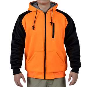 Sudadera de construcción de lana de Sherpa de invierno para hombre con capucha con cremallera de seguridad Sudadera CON CAPUCHA DE TRABAJO DE patrón sólido - Product Image 1