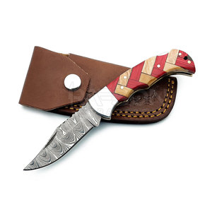 Cuchillo de bolsillo plegable multifunción de acero inoxidable con cuchillo plegable de acero de Damasco cuchillo con mango de hueso - Product Image 2