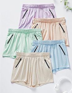 Shorts de sport respirants pour femmes avec taille élastique et poches zippées, ensemble décontracté pour une utilisation active et athlétique - Product Image 4