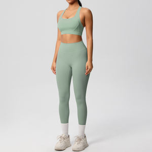 2025 nouveau OEM en gros deux pièces ensemble de haute qualité Gym Yoga soutien-gorge et Leggings vêtements de sport Fitness Yoga ensemble pour les femmes - Product Image 5