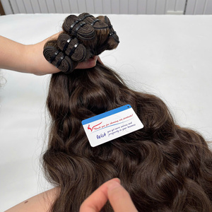 Cabello natural ondulado con trama, color marrón natural, listo para enviar, proveedor de cabello virgen, paquete de cabello virgen, trama de doble capa - Product Image 5
