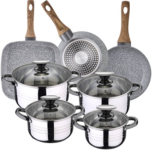 Set di pentole SAN IGNACIO Dina in acciaio inox da 8 pezzi con padelle (18/22 cm) e griglia da 28x28 cm. SAN IGNACIO Daimiel - Product Image 1