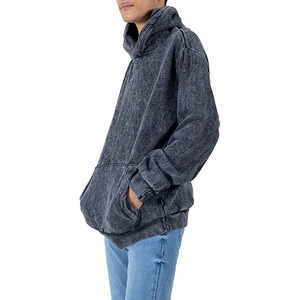 Sweat à capuche surdimensionné d'hiver en coton 100% pour homme, personnalisé, 240g, de haute qualité, poids lourd, broderie, fermeture éclair - Product Image 3