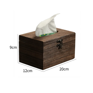 Rectangular Wooden <b>Tissue</b> Box Cover with Hinged Lid Decorative Wood Napkin Holder <b>for</b> Home or Kitchen Use - Product Image 2