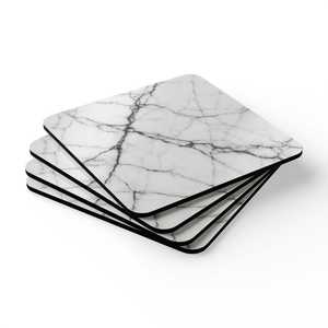Sous-verres en marbre blanc minimaliste avec base en liège, ensemble moderne pour la décoration de table - Product Image 4