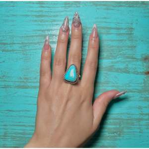 Johnny Dixon Kingman Turquoise & Sterling Silver <b>Adjustable</b> Fashion <b>Ring</b> with Bezel Setting Stainless Steel Gift - Product Image 5