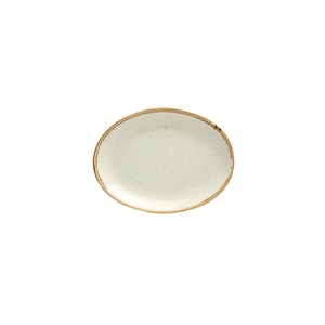Assiette de service en porcelaine beige de 18 cm en forme de bateau, design minimaliste, collection Seasons - Product Image 1