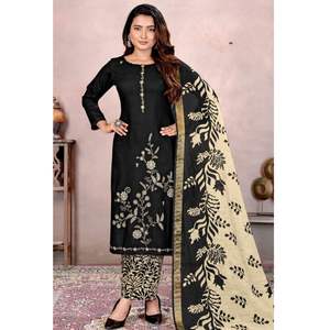 Conjunto de Material de vestido bordado de rayón con estilo, parte inferior estampada, detalle de encaje Daman, Jacquard elegante Dupatta para fiesta sin arrugas - Product Image 4