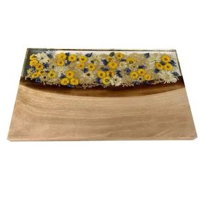 Décor à la maison fleurs séchées bois d'olivier et résine époxy charcuterie coupe planche de service pour viande et légumes pour la maison hôtel - Product Image 6