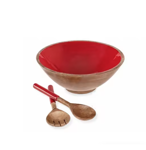 Cuencos multiusos hechos a mano de diseño premium con esmalte impreso de madera sostenible para ensalada, pasta y postre - Product Image 5