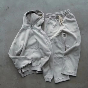 Survêtements Pull à capuche court pour homme Distress Your Own Logo 400GSM Hoodie & Straight Leg Pants Sweatsuits Sets - Product Image 1