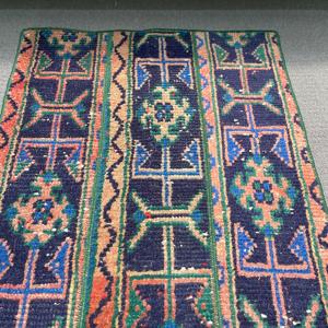 Alfombra Vintage, Alfombra Pequeña de 1.8x3.3 pies, Alfombra de Lana Azul y Roja - Product Image 4