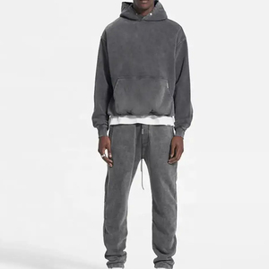 Ropa de calle personalizada, chándal lavado con ácido, sudaderas con cremallera, chándal lavado con ácido, parche desgastado, conjunto de pantalones de chándal acampanados y Sudadera con capucha - Product Image 4