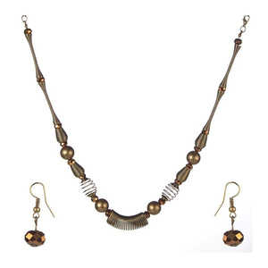 Urthn Beads 1106103 Collier Ensemble Diamants Plaqués Or Perles Tendance pour les Fêtes Mariages Anniversaires Cadeaux Fiançailles - Product Image 1