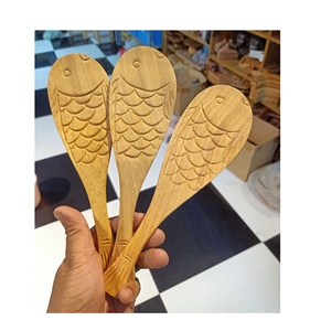 Meilleure vente sculpté à la main torsadé Acacia bois cuillère à salade ensembles d'outils de cuisine fête mariage vaisselle maison fête Restaurant cadeaux - Product Image 3