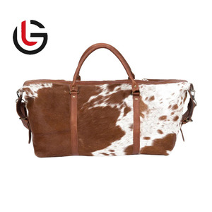 Sac de voyage en cuir de vachette naturel GLOBAL LEATHER, sac de week-end, sac à bagages, résistant à l'eau, grande capacité, compartiment séparé pour chaussures - Product Image 3
