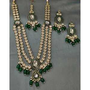 Conjunto de Joyería Fina y Nupcial Twini an 287 MK/D-4, Collar, Pendientes y Brazalete de Moissanita, Mehandi y Kundan, Chapado en Oro de 24K, Estilo Clásico - Product Image 3