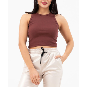 Top corto de mujer de alta calidad de Venta caliente para el verano Diseño de logotipo personalizado Camiseta recortada Tops casuales para mujer - Product Image 4