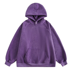 Sweat à capuche rétro automne imprimé basique couleur pure lâche Couple veste à capuche 100% coton - Product Image 1