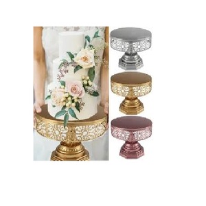 Base Redonda Decorativa para Pastel, Ecológica, de Metal, con Pedestal y Cristales, para Decoración de Fiestas de Cumpleaños y Bodas, Marca Rabeh - Product Image 3