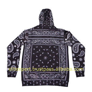 New Design <b>Bandana</b> Print High Quality Custom Streetwear Hip Hop Printed <b>Men</b> Hoodies Wholesale Breathable Hoodies and Sweatshirt - Product Image 2