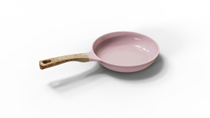 Poêle à frire moderne en alliage d'aluminium rose avec manche en bois, revêtement antiadhésif multicouche, compatible induction et gaz - Product Image 6