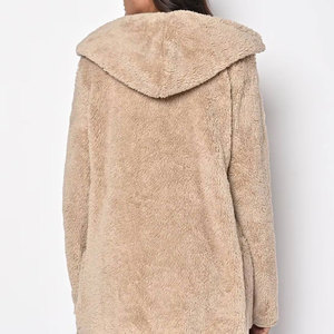 Pocket Stylish Look 2025 Nuevo artículo Mujeres Sherpa Hoodie Oversized Basic Color Look Durable Mujer Sherpa Jacket - Product Image 3